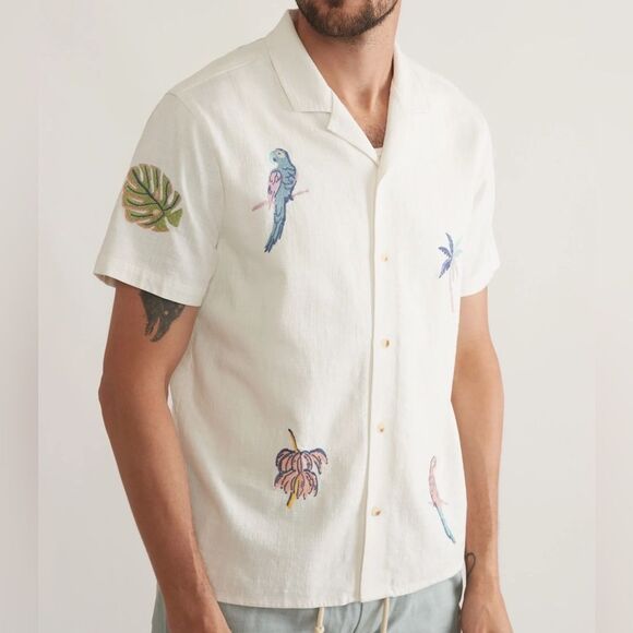 Marine Layer Other - Marine Layer Stretch Selvage Embroidered Resort Shirt Sz XL